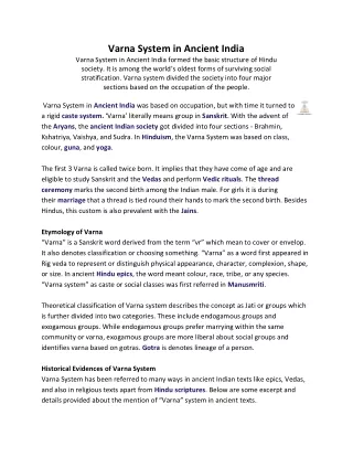 varna system in ancient india varna system