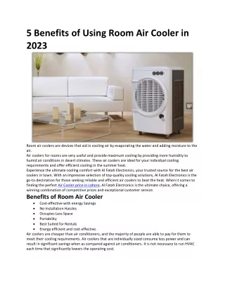 5 Benefits of Using Room Air Cooler in 2023