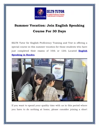 summer vocation join english speaking
