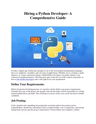 Hiring a Python Developer: A Comprehensive Guide