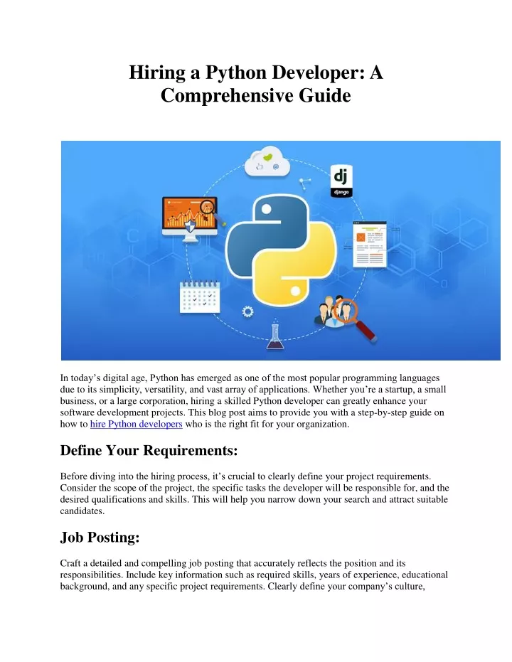 hiring a python developer a comprehensive guide