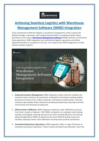 achieving seamless logistics with warehouse