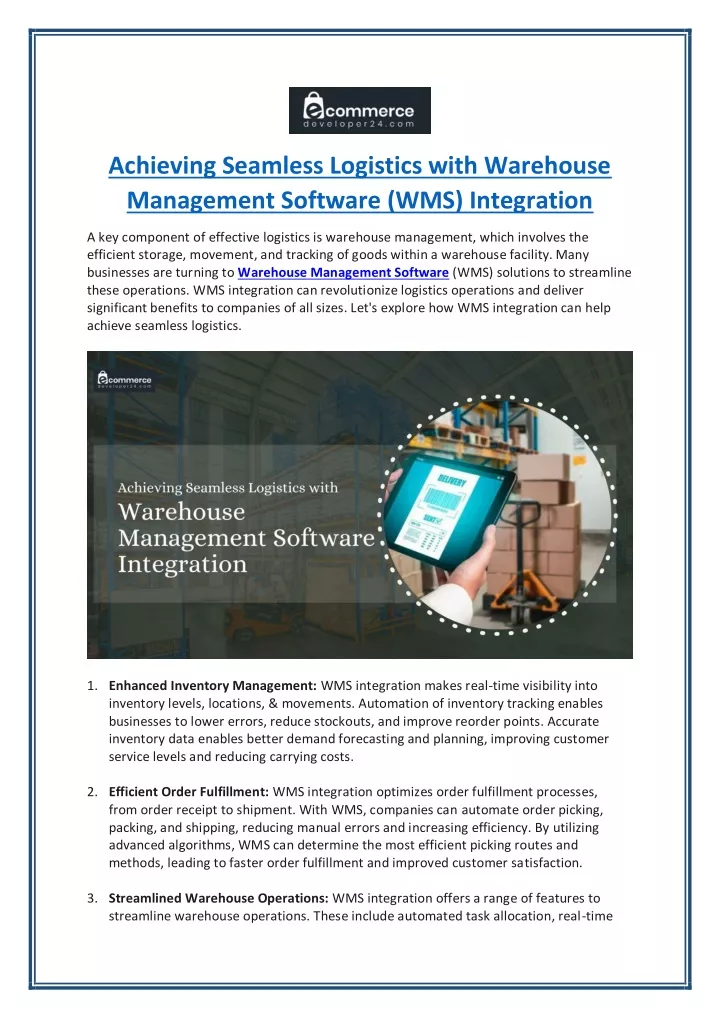 achieving seamless logistics with warehouse