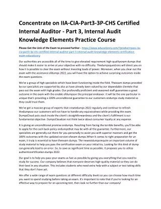 concentrate on iia cia part3 3p chs certified