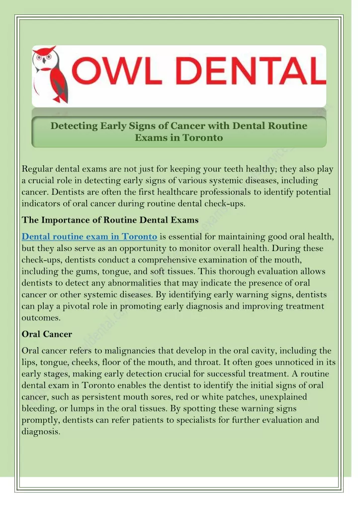 detecting early signs of cancer with dental