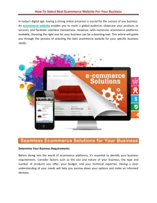 how to select best ecommerce website for your