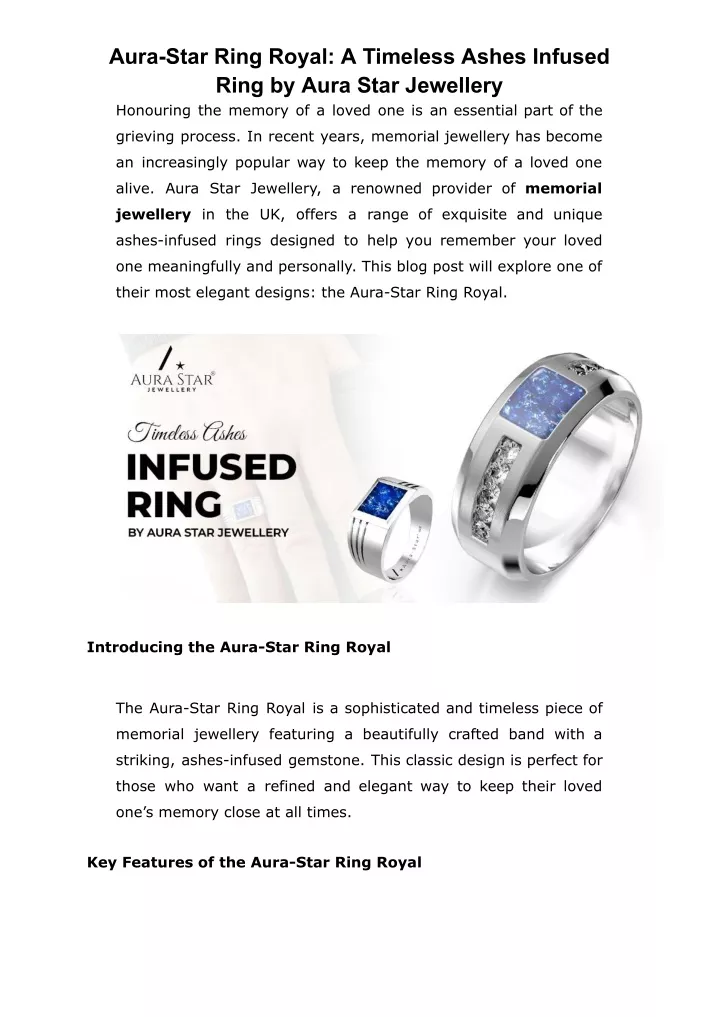 aura star ring royal a timeless ashes infused