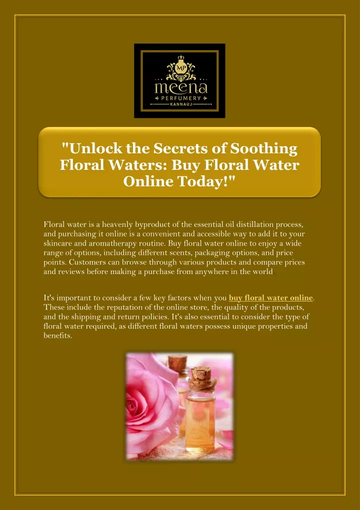 unlock the secrets of soothing floral waters
