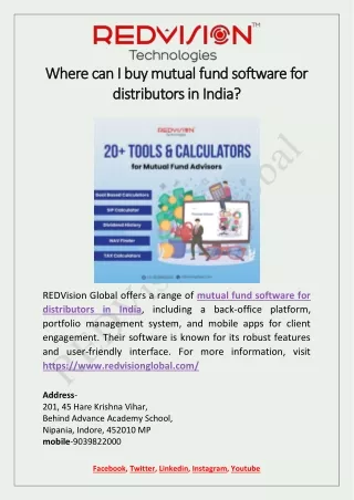 Where can I buy mutual fund software for distributors in India