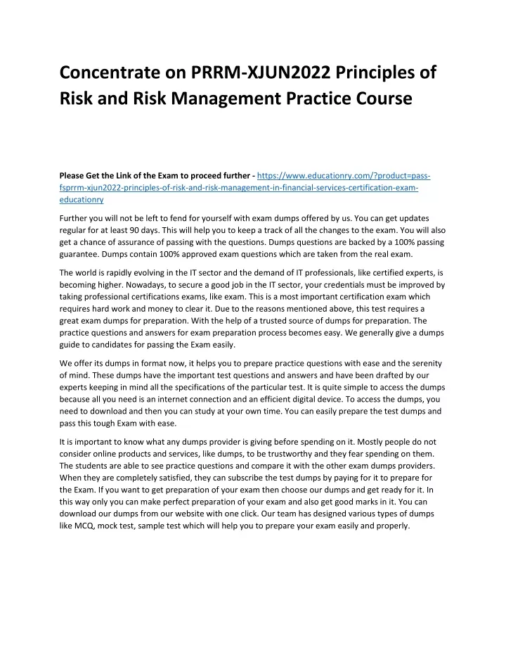 concentrate on prrm xjun2022 principles of risk