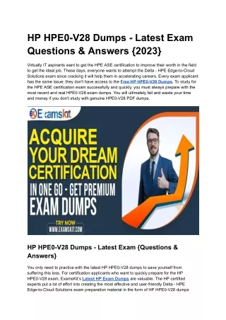 HP HPE0-V28 Dumps - Latest Exam Questions & Answers {2023}