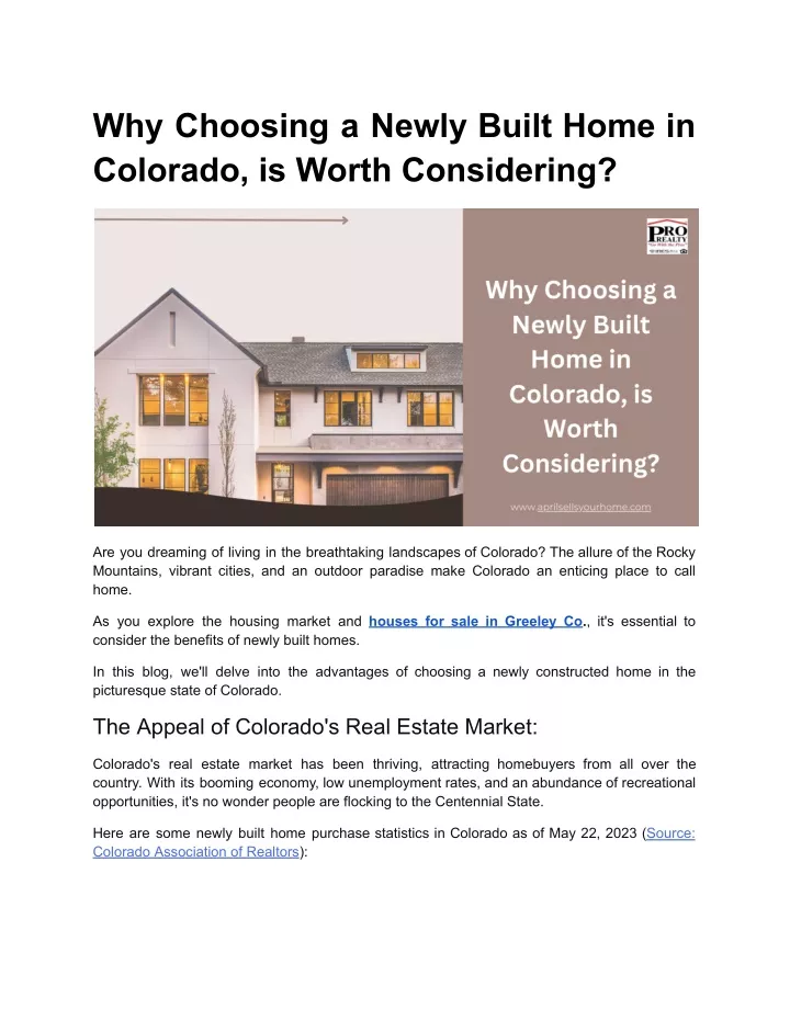 why choosing a newly built home in colorado