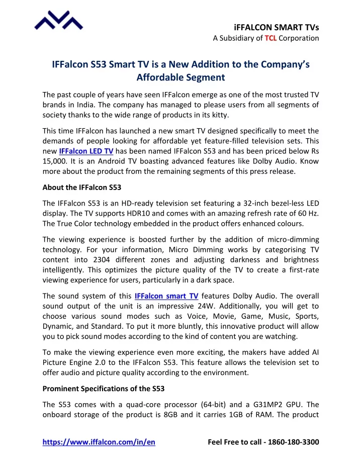 iffalcon smart tvs a subsidiary of tcl corporation