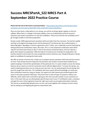 success mrcsparta s22 mrcs part a september 2022