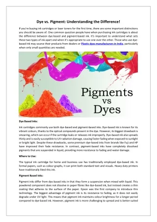 Dye vs. Pigment Understanding the Difference!