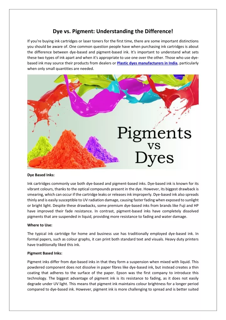 dye vs pigment understanding the difference