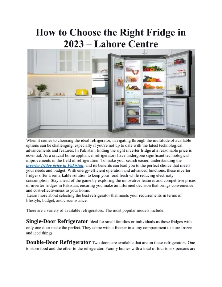 how to choose the right fridge in 2023 lahore