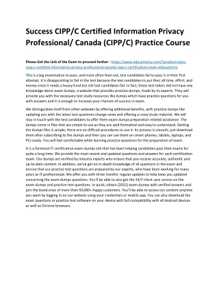 success cipp c certified information privacy