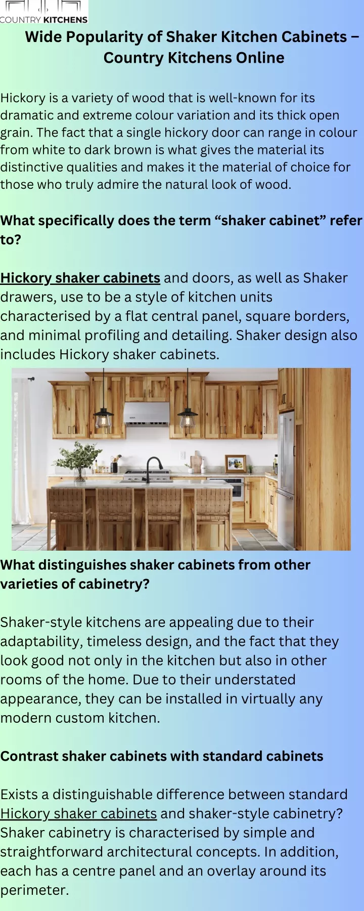 wide popularity of shaker kitchen cabinets