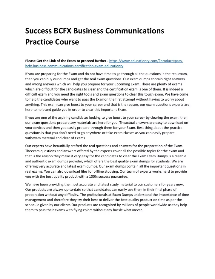 success bcfx business communications practice