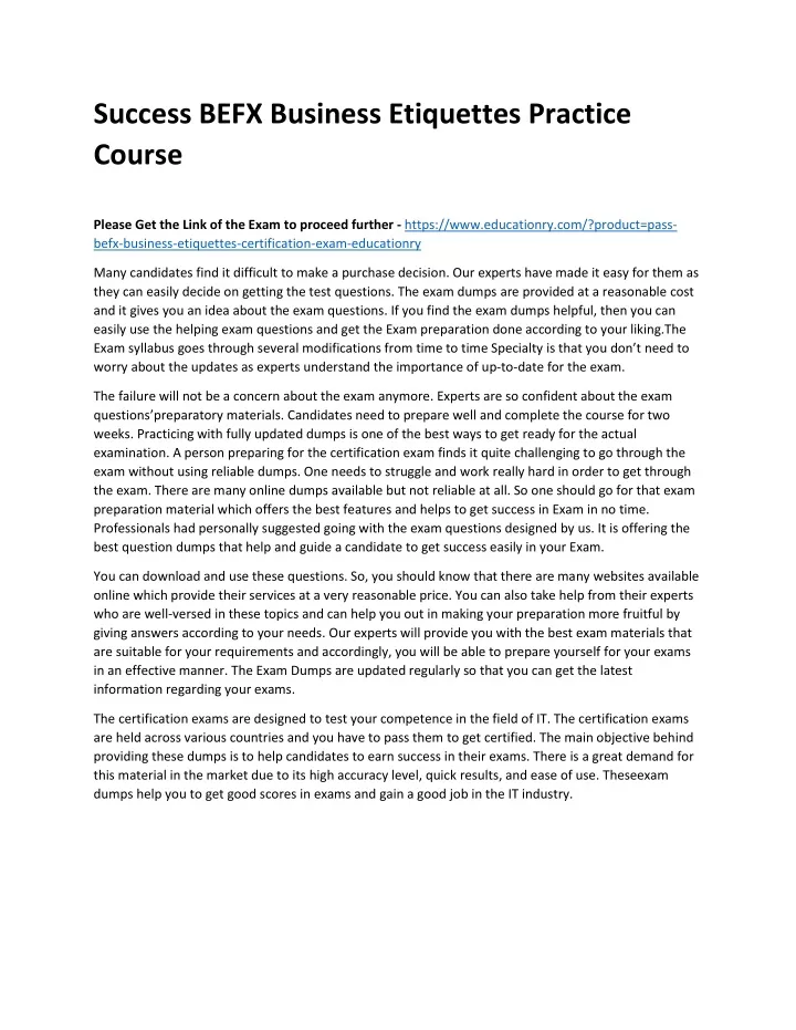 success befx business etiquettes practice course
