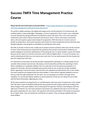 success tmfx time management practice course