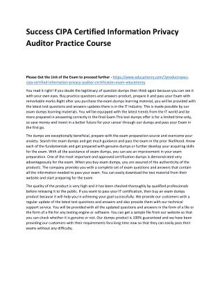 success cipa certified information privacy