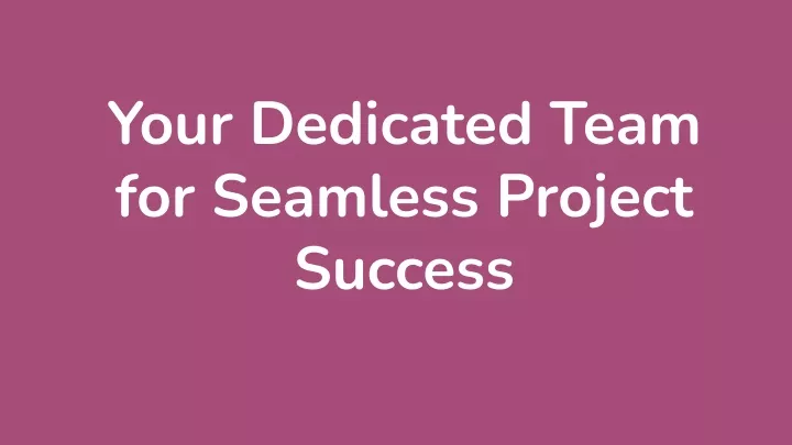 your dedicated team for seamless project success