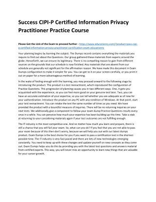 success cipi p certified information privacy
