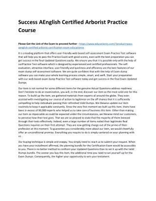 success aenglish certified arborist practice