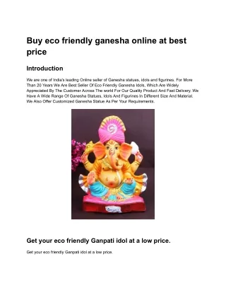 Buy eco friendly ganesha online at best price