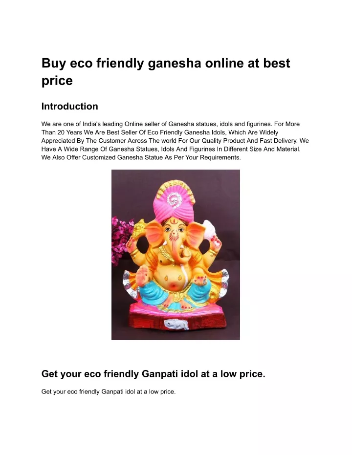 buy eco friendly ganesha online at best price