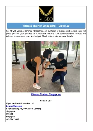 Fitness Trainer Singapore | Vigeo.sg