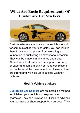 what are basic requirements of customize