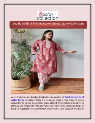 Buy Hand Block Printed Cotton Kurtis | Aarav Collections