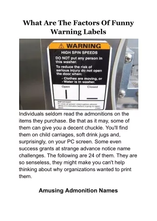 what are the factors of funny warning labels