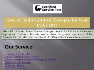 How to Find a Certified Therapist for Your ESA Letter