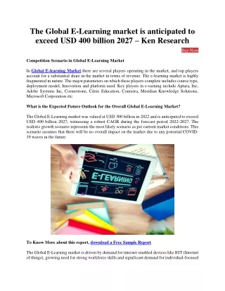the global e learning market is anticipated