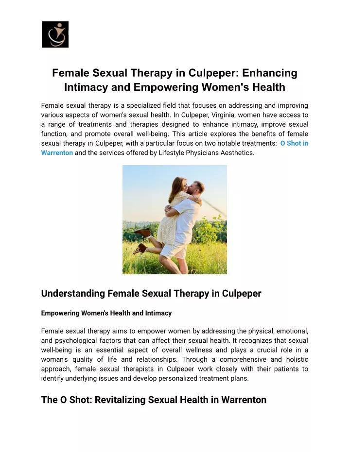 Ppt Female Sexual Therapy In Culpeper Enhancing Intimacy And