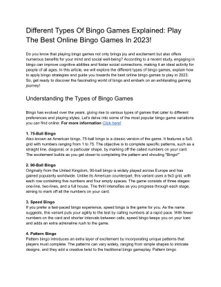 Different Types Of Bingo Games Explained_ Play The Best Online Bingo Games In 2023