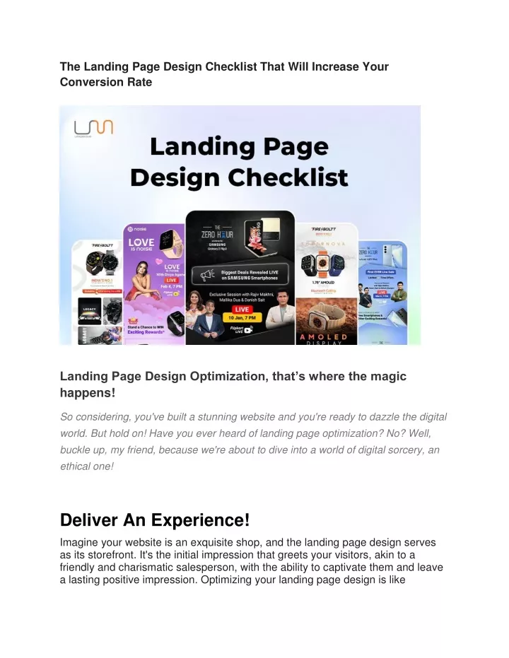 the landing page design checklist that will