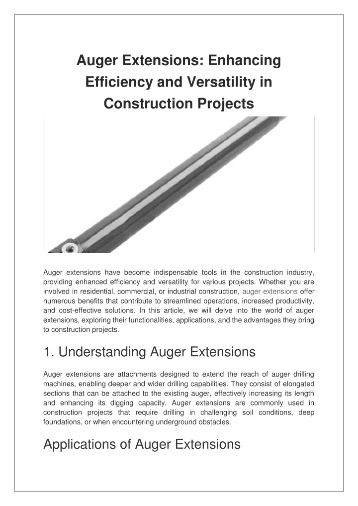 auger extensions enhancing efficiency