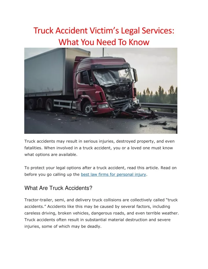truck accident victim s legal services what