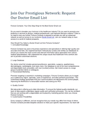 Join Our Prestigious Network: Request Our Doctor Email List