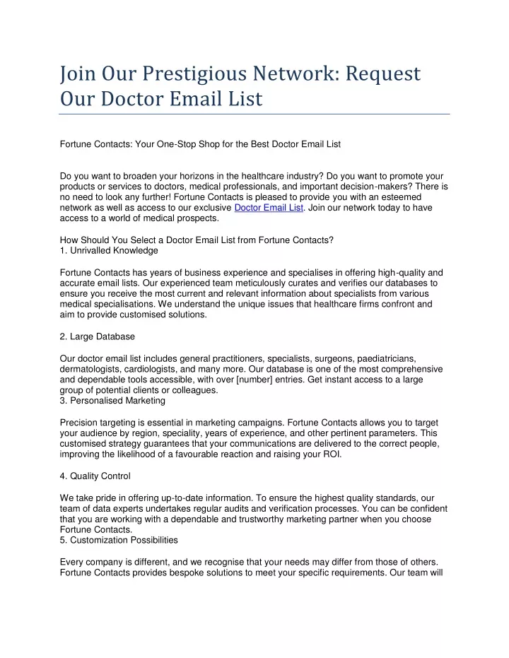 join our prestigious network request our doctor