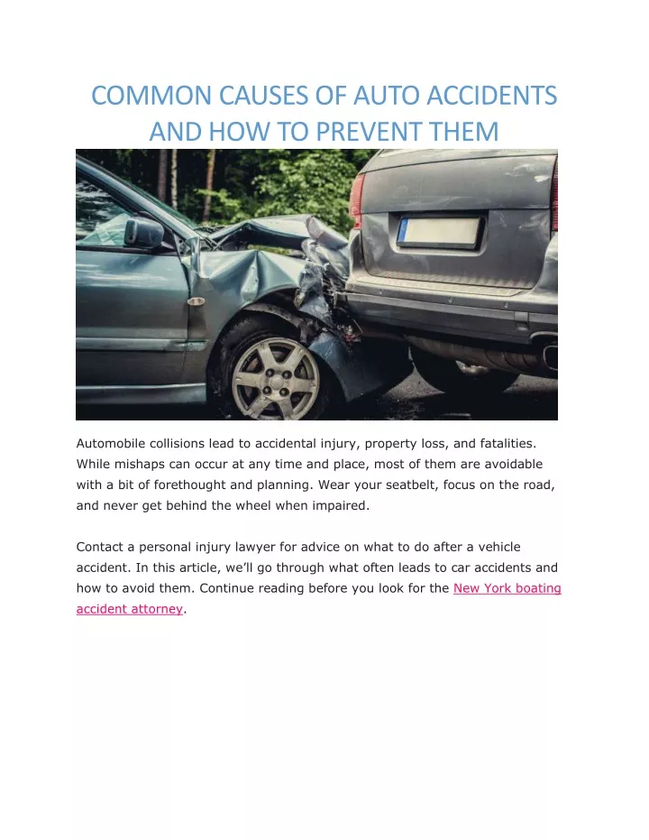 common causes of auto accidents