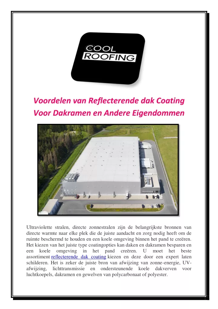 voordelen van reflecterende dak coating voor