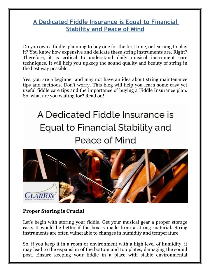 a dedicated fiddle insurance is equal