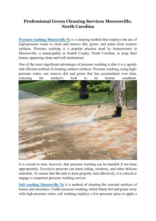 Professional Green Cleaning Services Mooresville, North Carolina