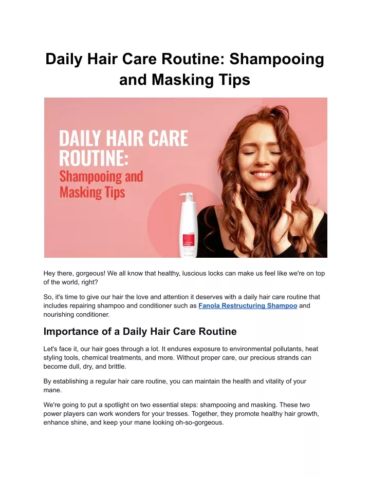 daily hair care routine shampooing and masking